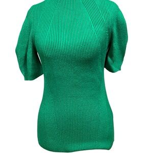 Maeve for Anthropologie Emerald Green Ribbed Knit Top